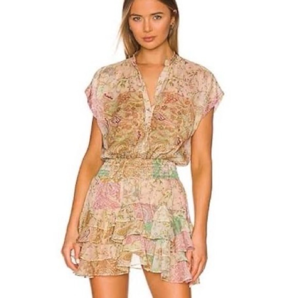 Misa Los Angeles Pastel Floral Ruffled Mini Dress